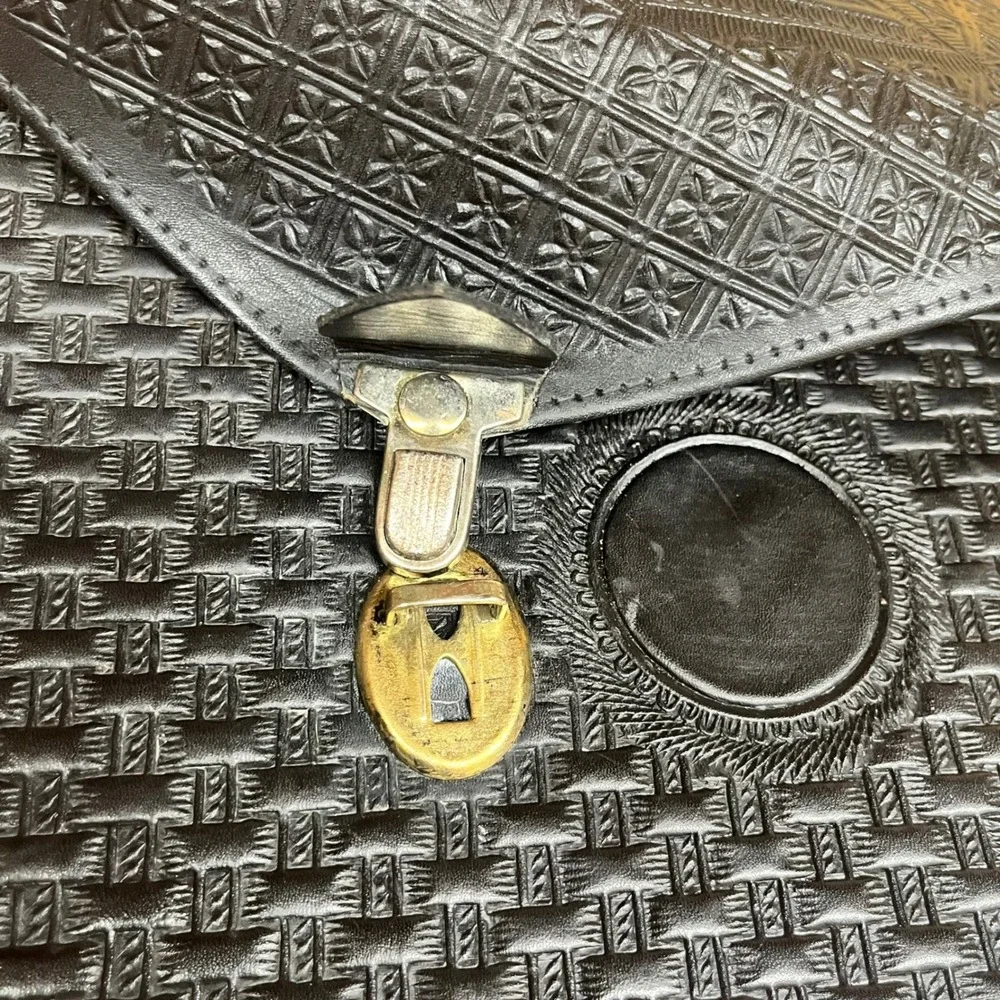 Vintage DYMSA‎ Black Mexico Genuine Leather Embossed 
